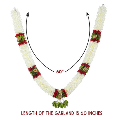 Garland for Photo Frame, 60 Inches Artificial Garland, Garland for Decoration,God Idol, Festivals, Home Décor, Varalakshmi, Diwali,Ugadi, Sankranti, Navaratri & Wedding (Off White)