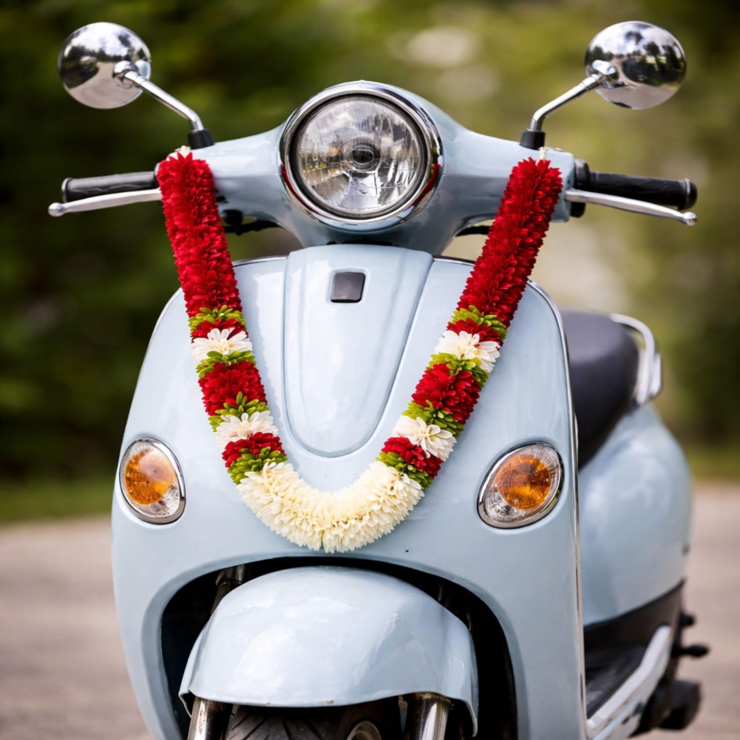 Flower Garland for Pooja Mandir Decoration, 40 Inches Hanging Mala for Photo Frame, Haar Mala for God Idols, Photo Frames of Loved Ones, Ancestors, Pitra & Pooja Room Décor (Red)