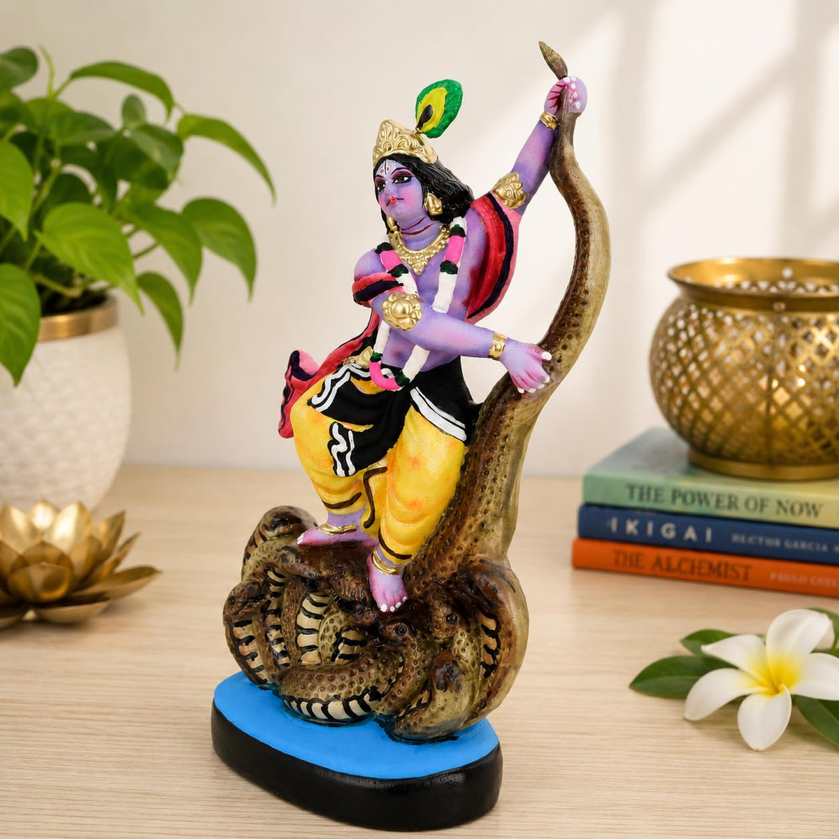 Niharika Collections Krishna's Kaliya Naag Daman Clay Terracotta Idol | Spiritual & Cultural Art | Handmade Décor & Gift