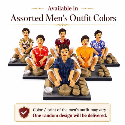 Niharika Collections Krishnanagar Handmade Terracotta Clay Man Potter Miniature Idol | Basic Sitting Figure | Home Decor, Golu Display and Gifting
