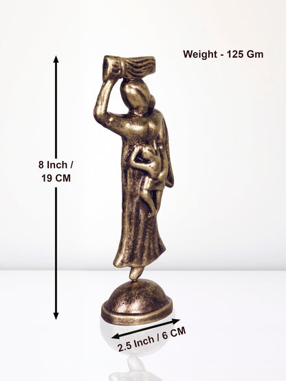 Niharika Collections Handmade Clay Terracotta Abstract Sculpture Farmer Mother Idol for Gifts and Décor (Metallic Golden)