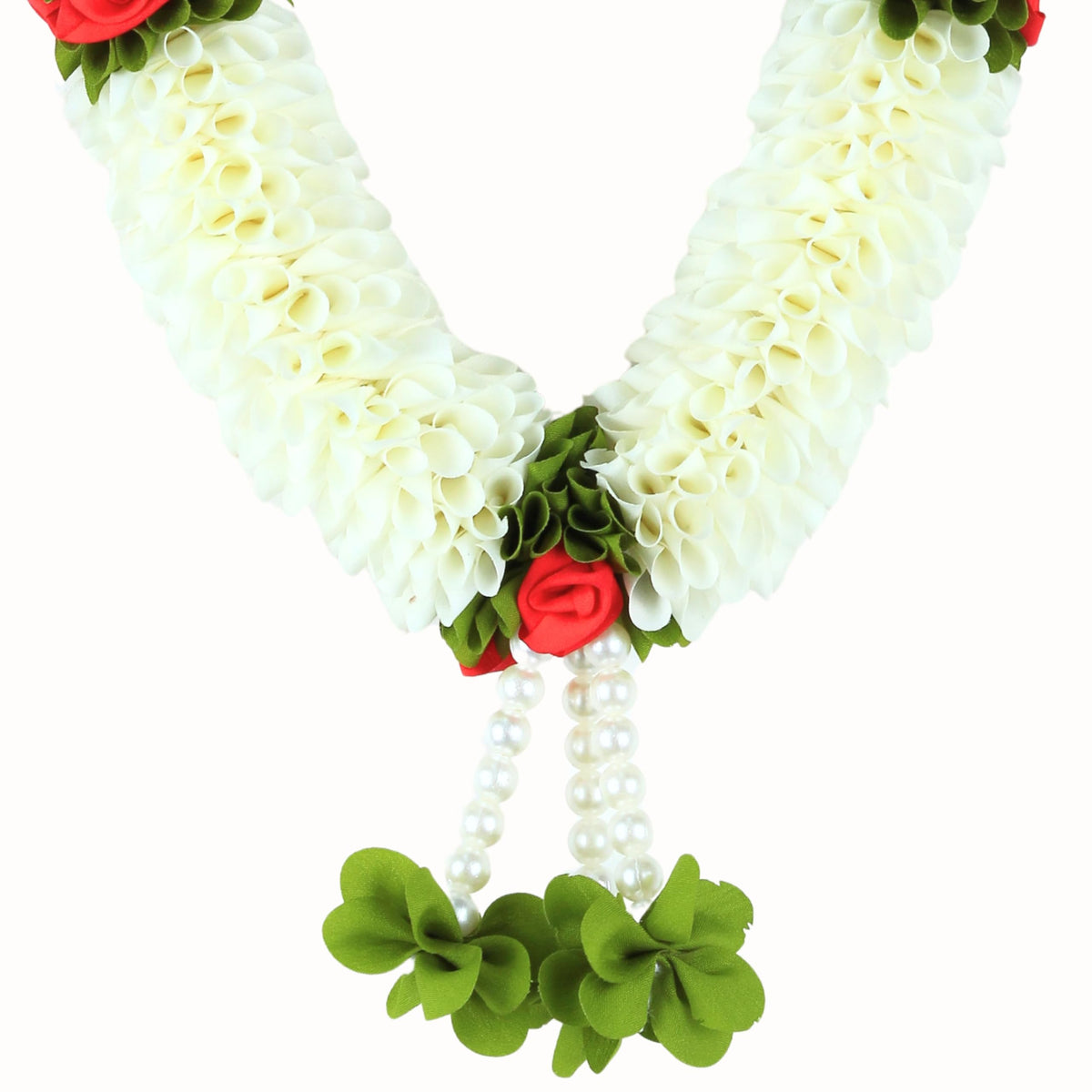 Handcrafted Artificial Flower Garland, 20 Inches Garland for Photo Frame, God Idol, Home Décor, Ugadi, Sankranti, Varalakshmi, Diwali, Navaratri & Wedding (White,Pack of 2)