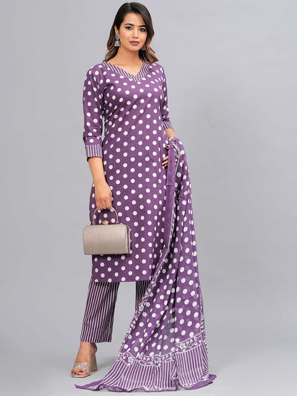 Dhiyona KL Women Ethnic Motifs Printed Regular Pure Cotton Kurta with Pyjamas & With Dupatta