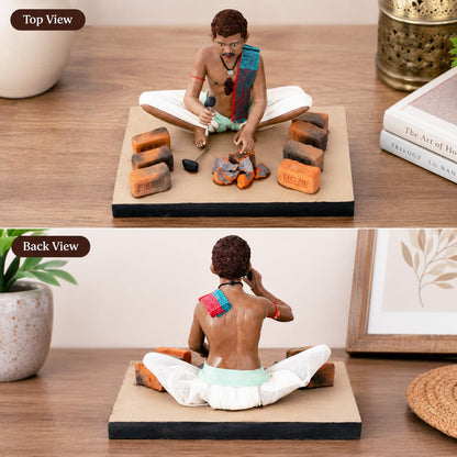 Niharika Collections Krishnanagar Handmade Clay Gift & Décor | Standard- Sitting Human Figure Miniature Idol - Brick Breaker
