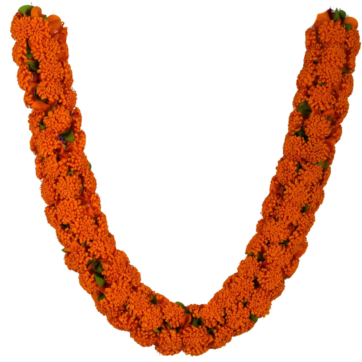 Shevanti Orange Flower Garland for Pooja Mandir Decoration, Hanging Mala for Photo Frame, Haar Mala for God Idols, Photo Frames of Loved Ones, Ancestors, Pitra (40 inch)
