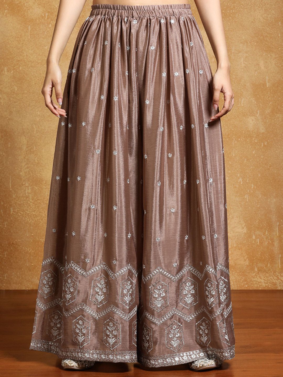 Dhiyona VA Floral Yoke Design Zari Straight Kurta With Sharara And Dupatta