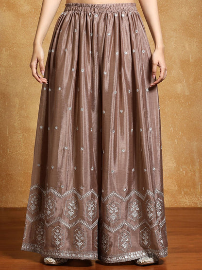 Dhiyona VA Floral Yoke Design Zari Straight Kurta With Sharara And Dupatta