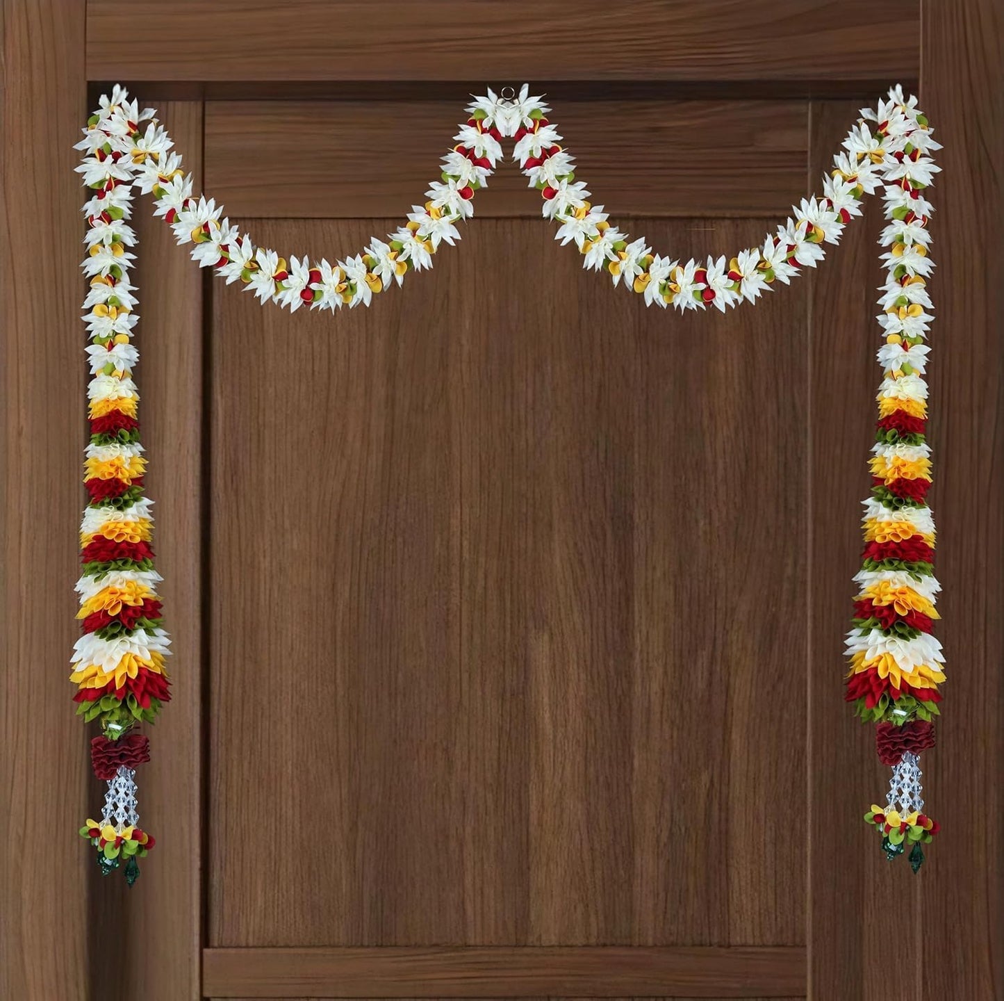 Toran for Main Door Entrance, Bandarwal for Festival, Pooja Mandir & Wedding, Handmade Traditional Flower Hanging for Home & Office Decor (42 inches 30 inches) White
