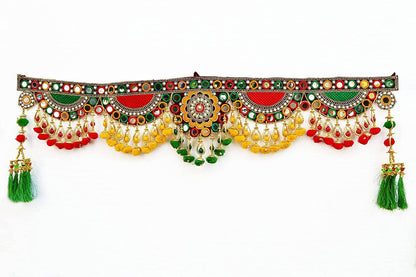 Toran Toranam Hanging Bandarwal for Main Entrance Door Pooja Room Wall Home Decoration Handmade Latest Vintage Traditional Multi Zula Pearl Beads (Type 1)