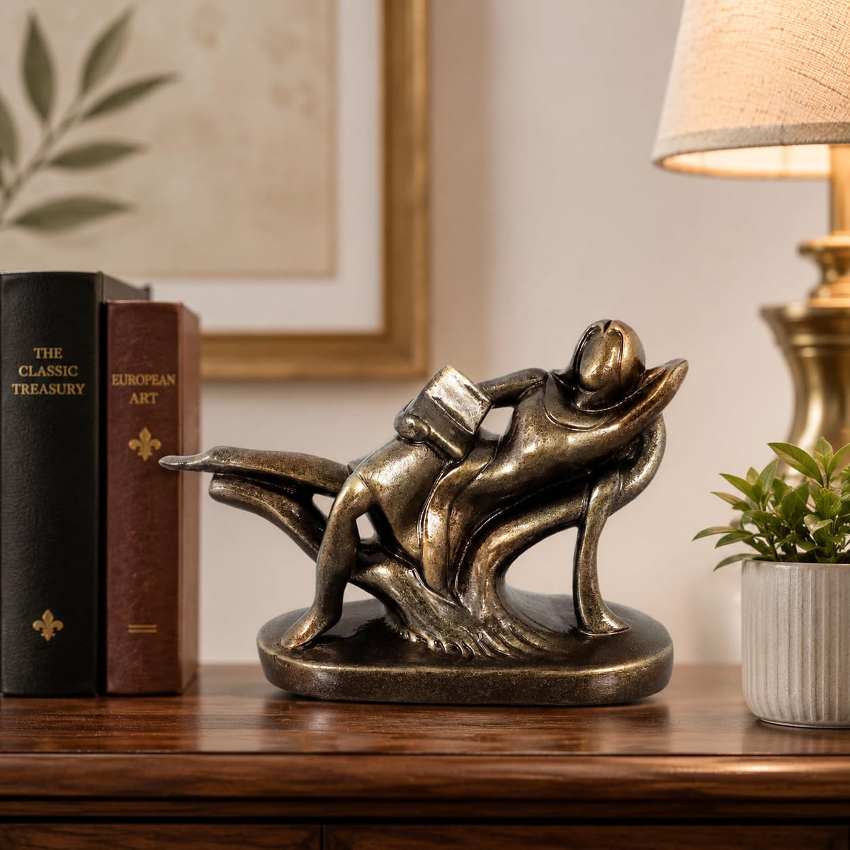 Niharika Collections Handmade Clay Terracotta Abstract Sculpture | Home Décor & Gift | Cultural Art | Reader Sitting on Tree Branch Idol