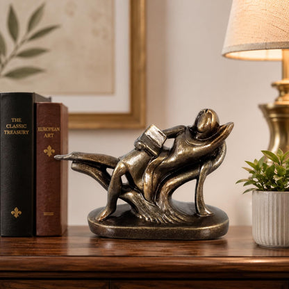 Niharika Collections Handmade Clay Terracotta Abstract Sculpture | Home Décor & Gift | Cultural Art | Reader Sitting on Tree Branch Idol