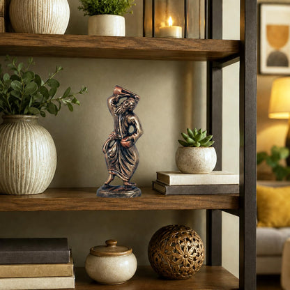 Niharika Collections Handmade Clay Terracotta Abstract Sculpture | Home Décor & Gift | Spiritual & Cultural Art | Baul - Folk Singer Idol (Color Golden)