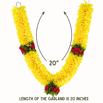 Handcrafted Artificial Flower Garland, 20 Inches Garland for Photo Frame, God Idol, Home Dcor, Ugadi, Sankranti, Varalakshmi, Diwali, Rakhi & Wedding (Pack of 2)
