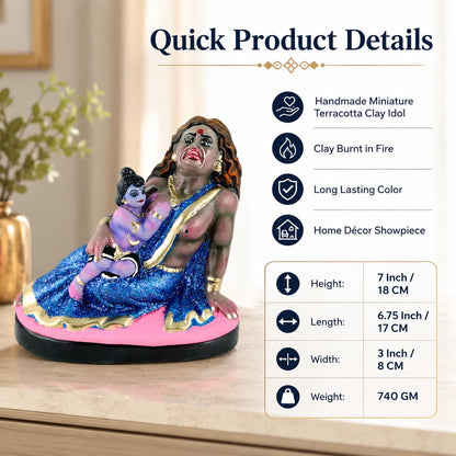 Niharika Collections Krishna's Putna Vadh Terracotta Idol | Spiritual and Cultural Art | Handmade Décor & Gift