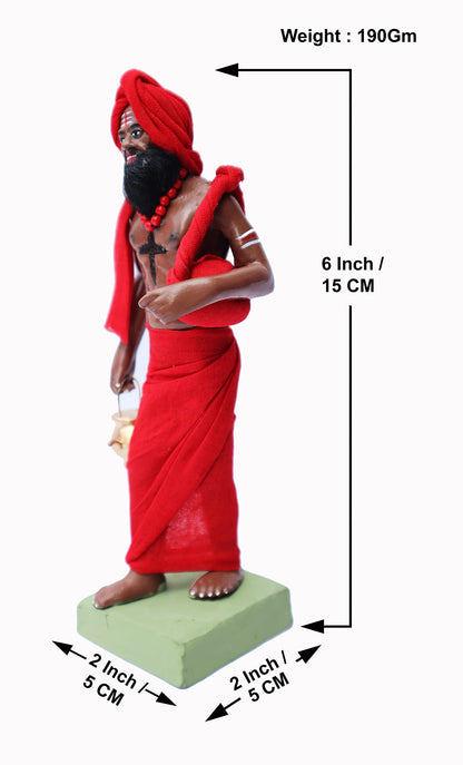 Niharika Collections Krishnanagar Handmade Clay Human Figure Gift & Decor (Sanyashi)