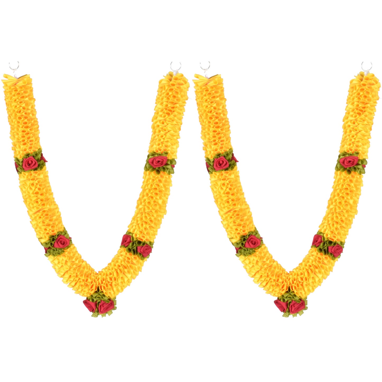 Handcrafted Artificial Flower Garland, 30 Inches Garland for Photo Frame, God Idol, Home Décor, Ugadi, Sankranti, Varalakshmi, Diwali, Navaratri & Wedding (Yellow,Pack of 2)