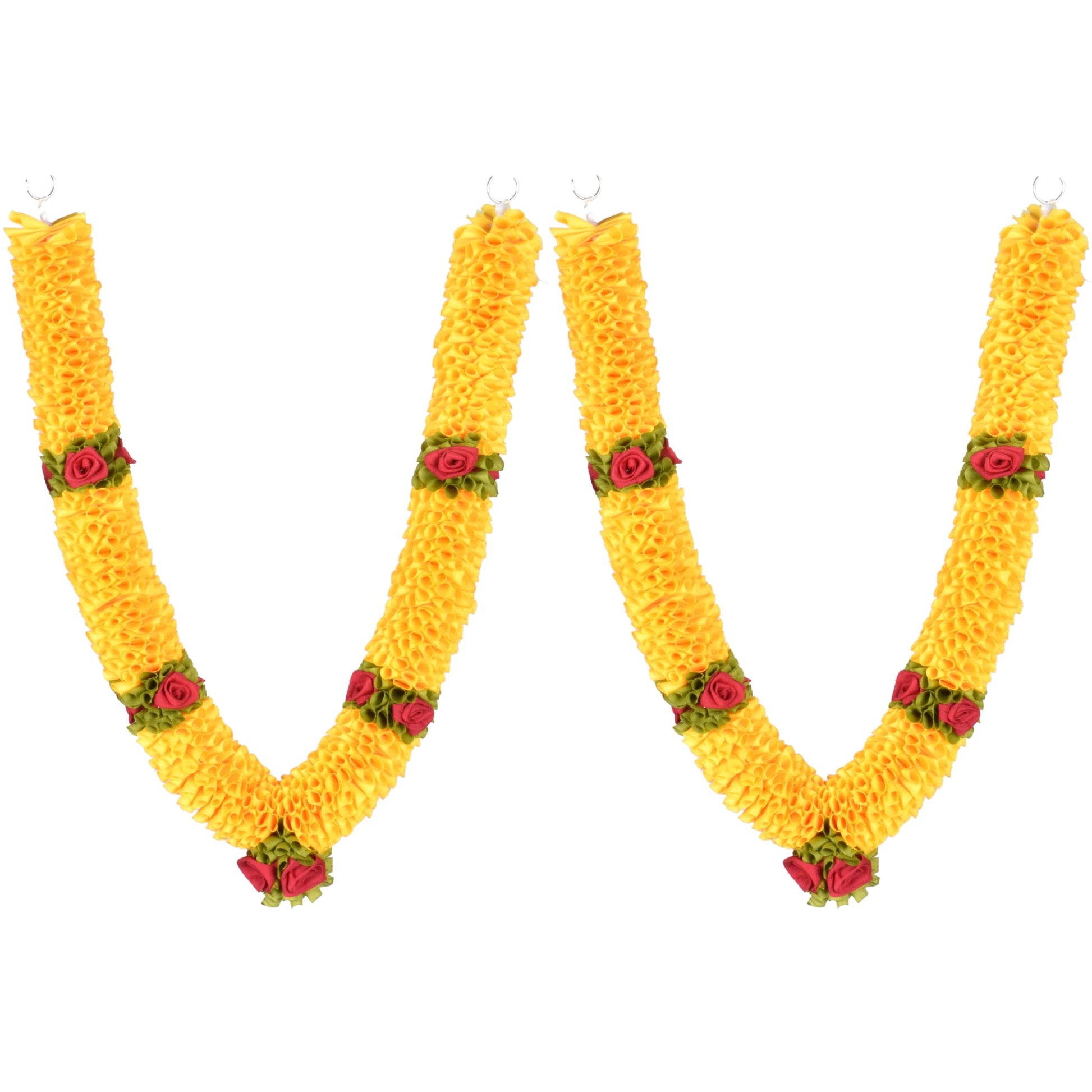 Handcrafted Artificial Flower Garland, 30 Inches Garland for Photo Frame, God Idol, Home Décor, Ugadi, Sankranti, Varalakshmi, Diwali, Navaratri & Wedding (Yellow,Pack of 2)