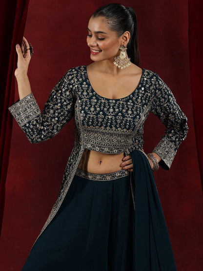 Dhiyona LL Floral Embroidered Sequined Kurta With Palazzos & Dupatta