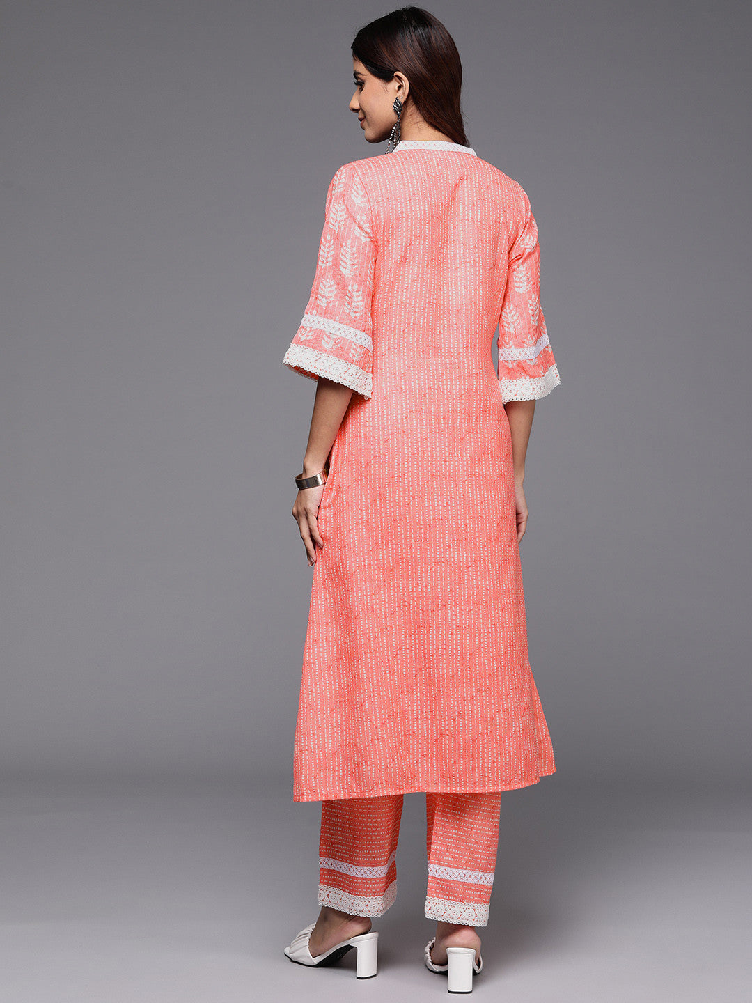 Floral Printed Regular Sequinned Kurta with Trousers
