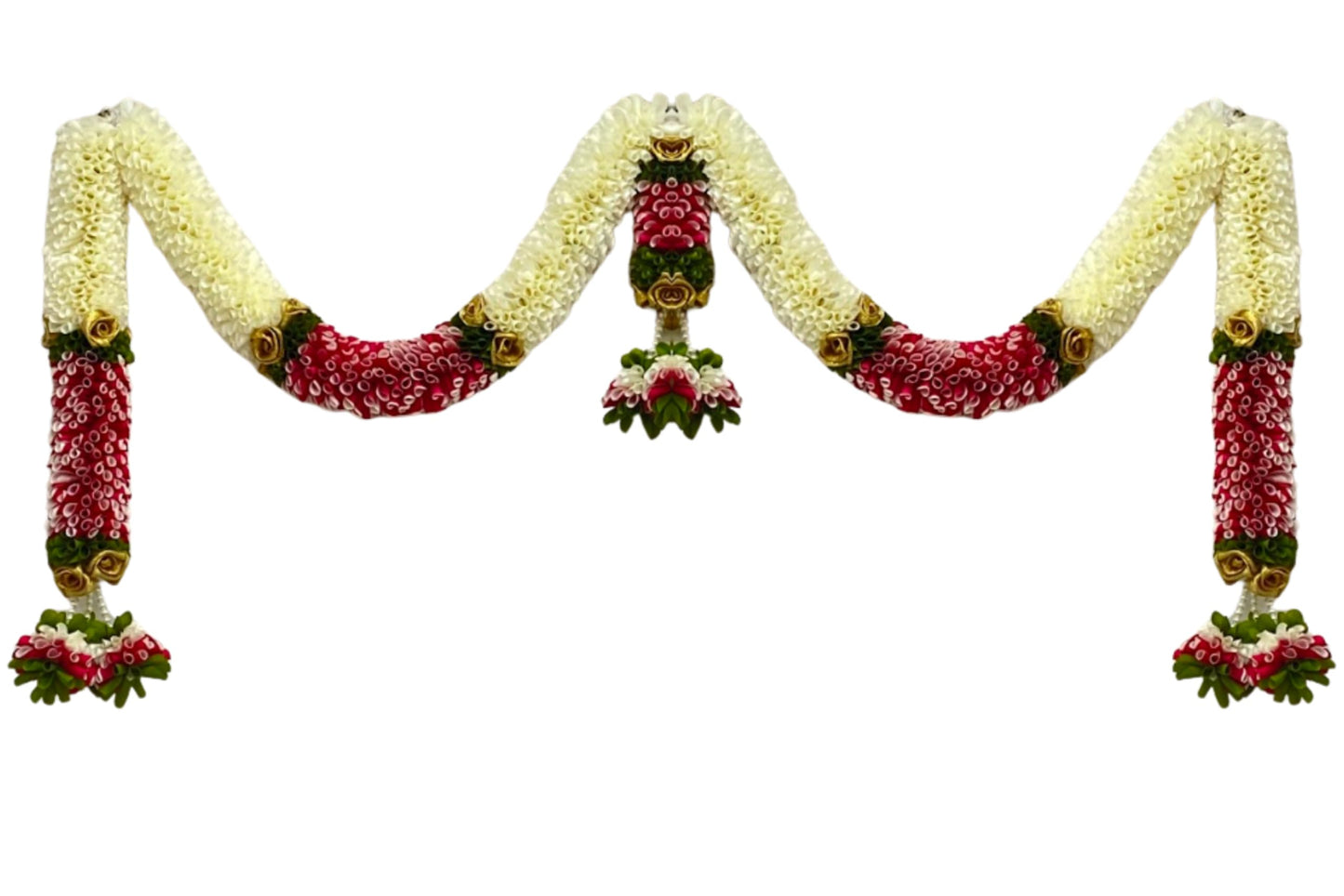 Artificial Flower Door Toran for Main Door Decoration, Golden Yellow & Maroon Floral Hanging Bandarwal for Home, Mandir, Wedding, Festival & Pooja Décor
