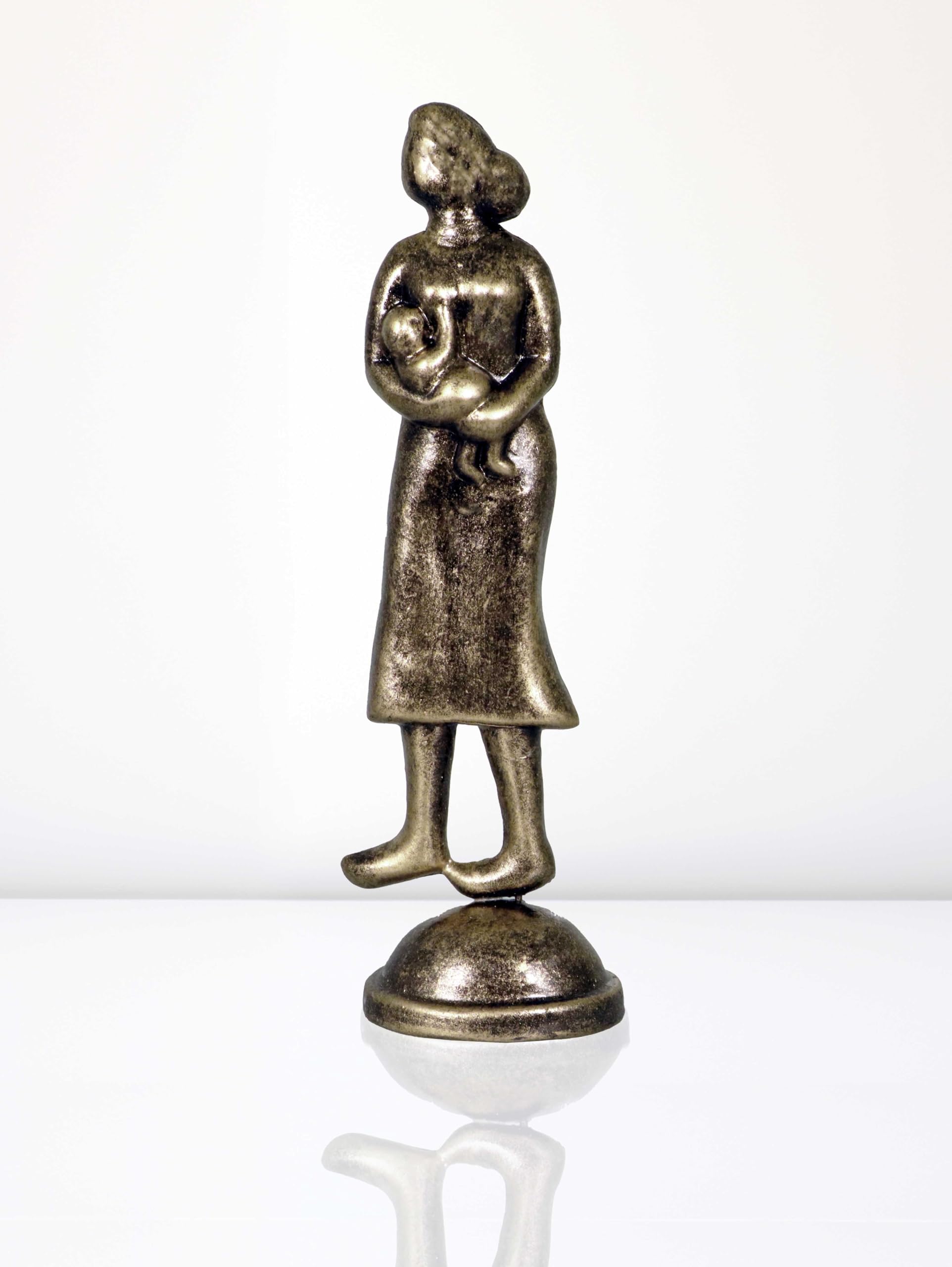 Niharika Collections Handmade Clay Terracotta Abstract Sculpture Feeding Mother Idol for Gifts and Décor (Metallic Golden)