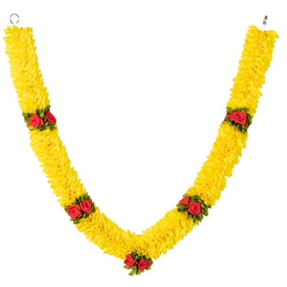 Artificial Garland for Home Decoration, 30 Inches Handcrafted Artificial Rose Flower Garland for Sankranti Ugadi Varamahalakshmi Wedding Event, Diwali & Navaratri Festivals (Yellow)