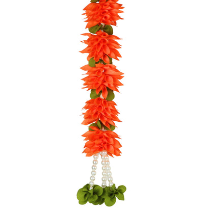 Toran for Main Door Entrance, Bandarwal for Festival, Pooja Mandir & Wedding, Handmade Traditional Flower Hanging for Home & Office Decor (42 inches 18 inches) Red