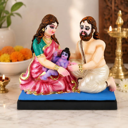 Niharika Collections Devaki and Vasudev with Baby Krishna Clay Terracotta Idol | Spiritual and Cultural Art | Home Décor & Gift