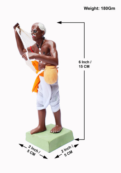Niharika Collections Krishnanagar Handmade Clay Human Fantasy Figure Gift & Decor Indian Fisherman Standard,6 X 4.5 cm