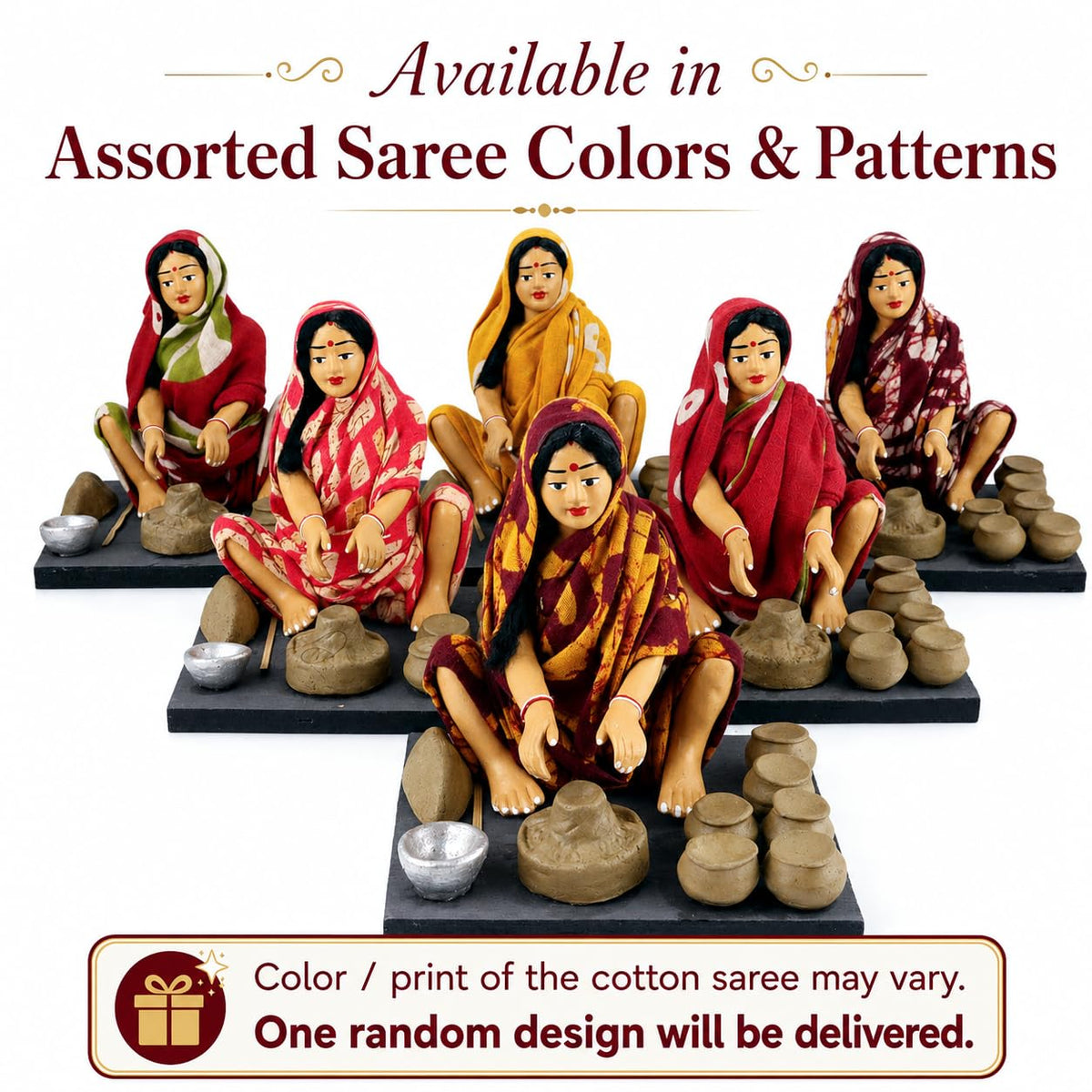 Niharika Collections Krishnanagar Handmade Clay Gift & Décor | Prime- Sitting Human Figure Miniature Idol - Potter