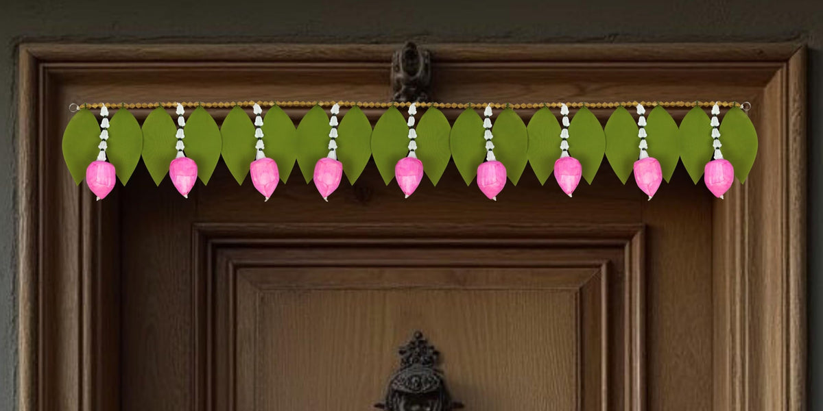 Toran for Main Door Entrance, Handmade Mango Leaf Toran, Traditional Bandarwal for Festival, Wedding & Home Decor, Artificial Leaf Door Hanging (42 x 7 Inches, Green)