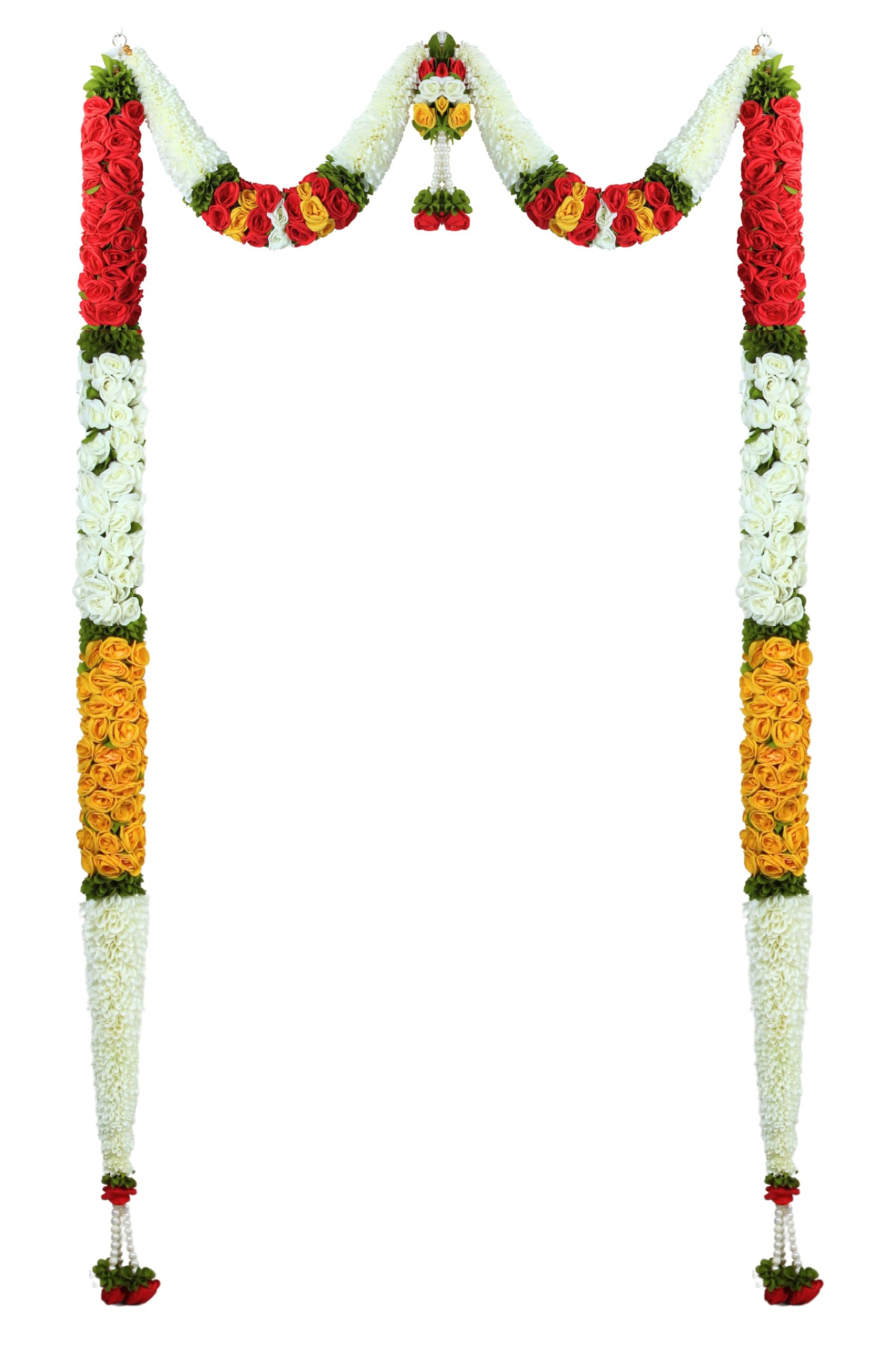 Toran for Main Door Entrance Rajnigandha with Roses Full Length Door Set Hanging,Bandarwal for Festival, Pooja Mandir & Wedding, Handmade Traditional Flower Hanging (72X32 inch)
