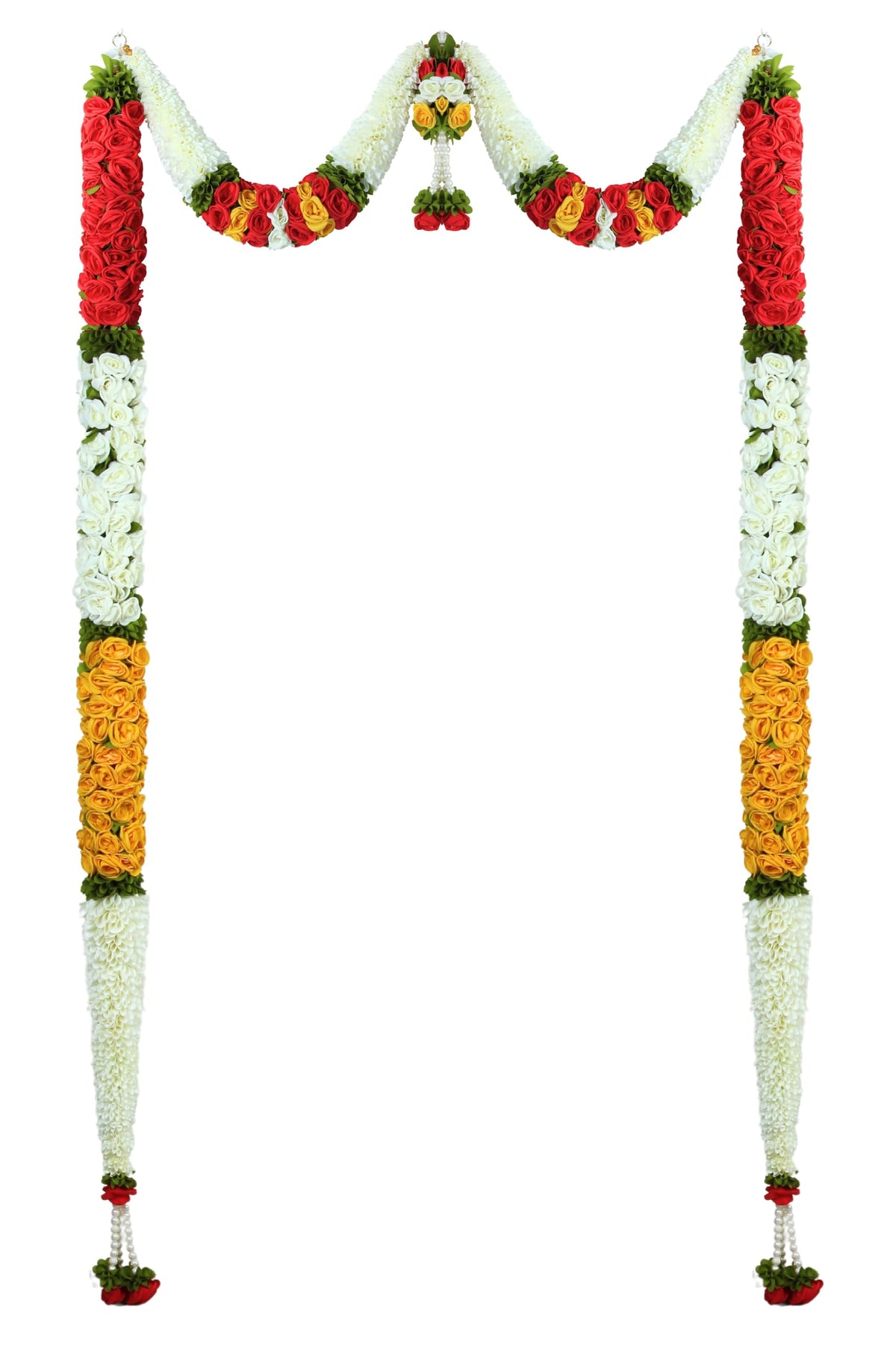 Toran for Main Door Entrance Rajnigandha with Roses Full Length Door Set Hanging,Bandarwal for Festival, Pooja Mandir & Wedding, Handmade Traditional Flower Hanging (72X32 inch)