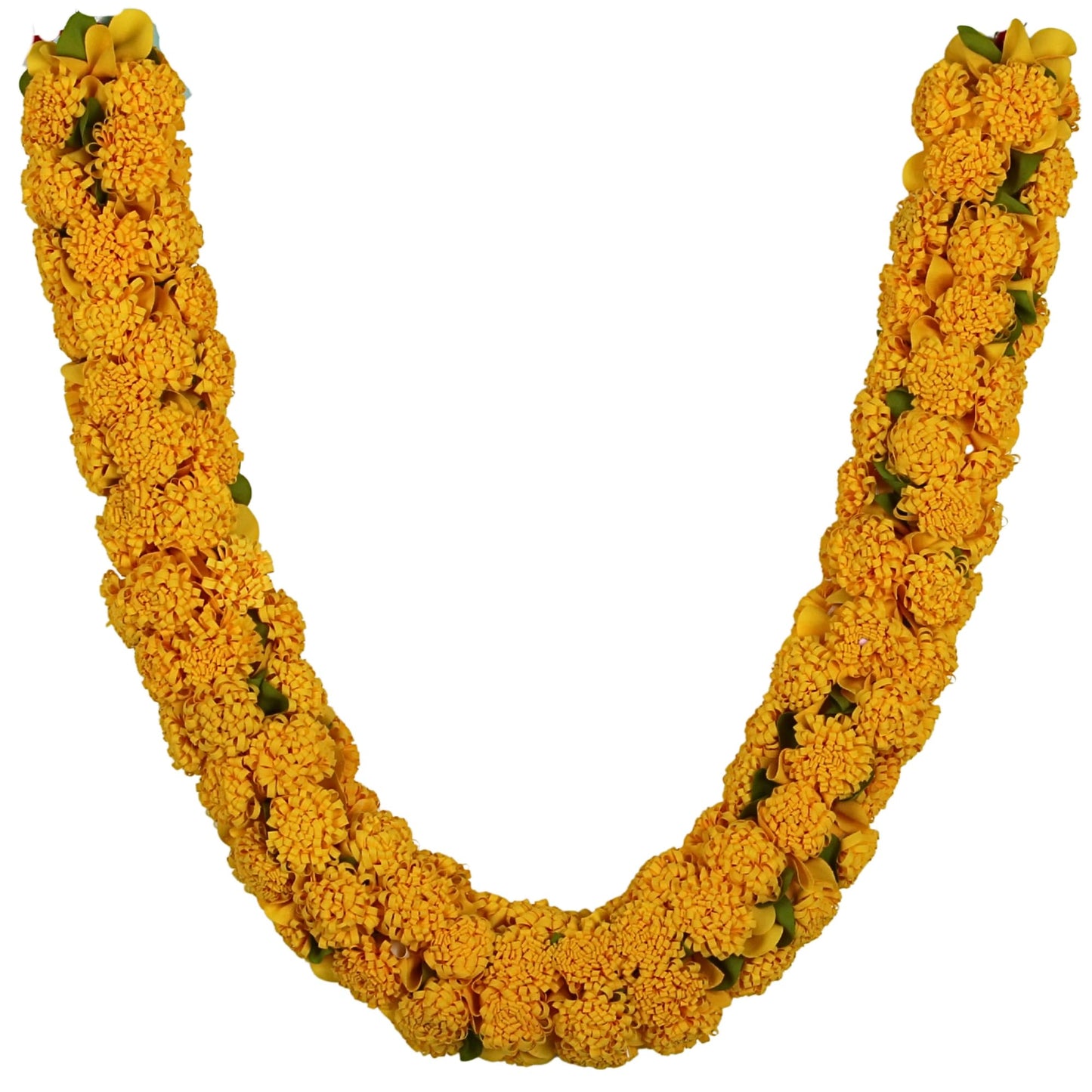 Shevanti Yellow Flower Garland for Pooja Mandir Decoration, Hanging Mala for Photo Frame, Haar Mala for God Idols, Photo Frames of Loved Ones, Ancestors, Pitra (40 inch)