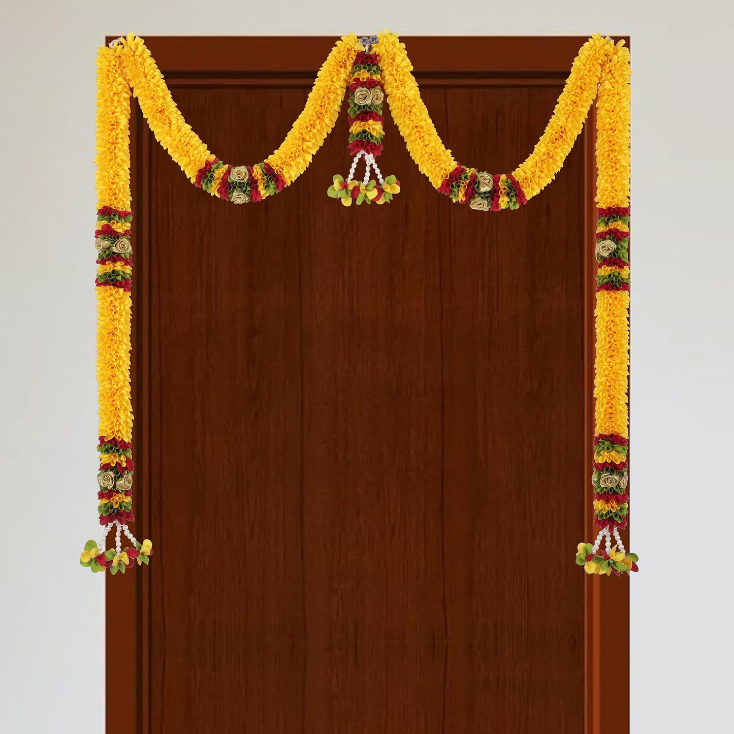 Toran for Main Door Entrance, Bandarwal for Festival, Pooja Mandir & Wedding, (42 inches x 24 inches) Handmade Traditional Flower Hanging for Home & Office Decor (Golden Yellow)
