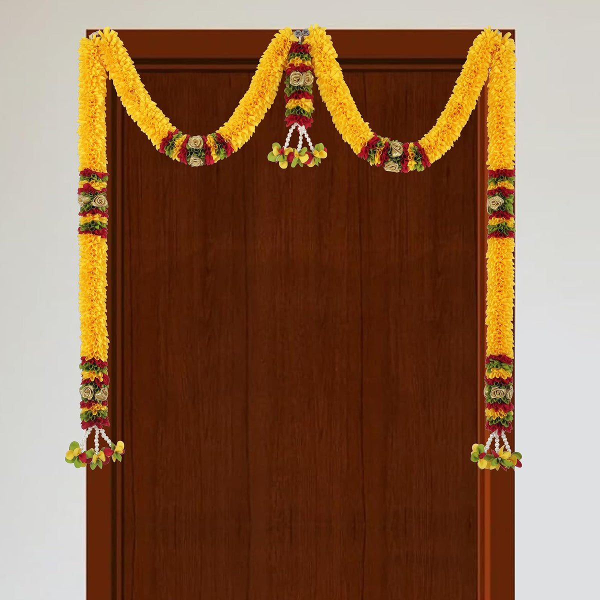 Toran for Main Door Entrance, Bandarwal for Festival, Pooja Mandir & Wedding, (42 inches x 24 inches) Handmade Traditional Flower Hanging for Home & Office Decor (Golden Yellow)