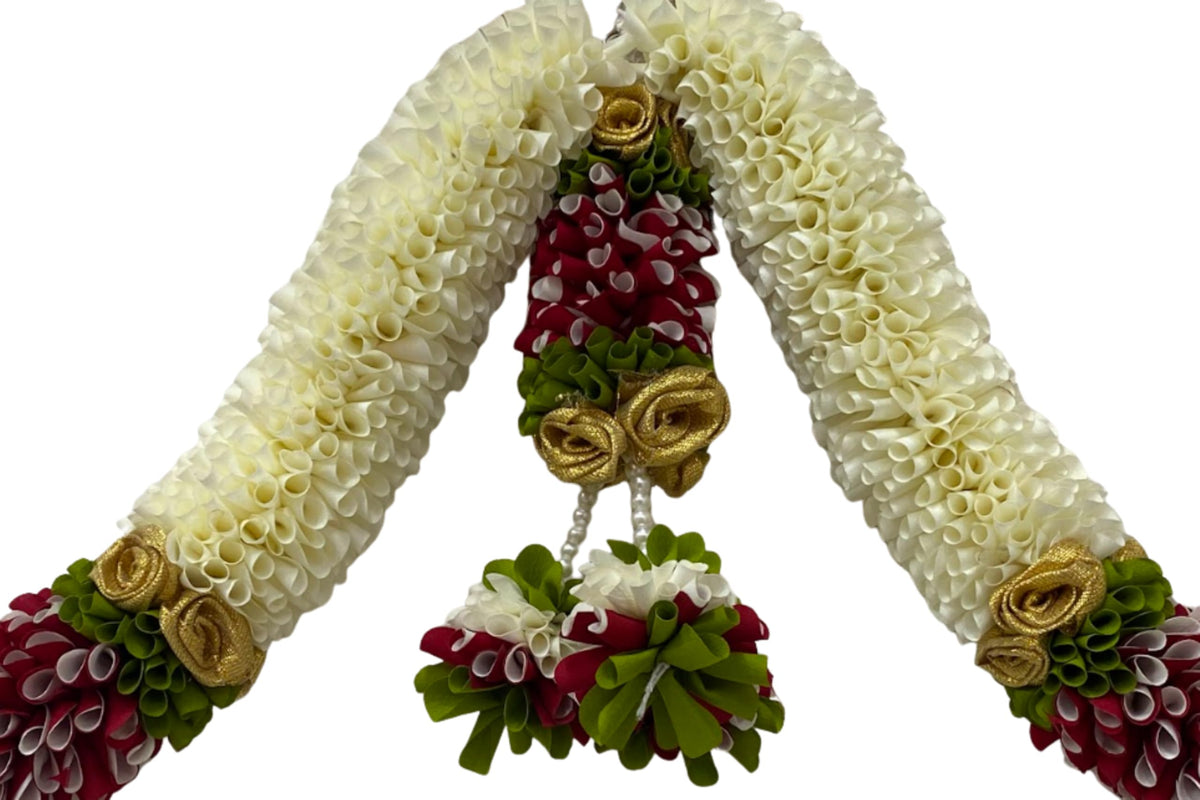 Artificial Flower Door Toran for Main Door Decoration, Golden Yellow & Maroon Floral Hanging Bandarwal for Home, Mandir, Wedding, Festival & Pooja Décor