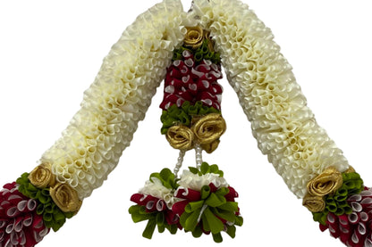 Artificial Flower Door Toran for Main Door Decoration, Golden Yellow & Maroon Floral Hanging Bandarwal for Home, Mandir, Wedding, Festival & Pooja Décor