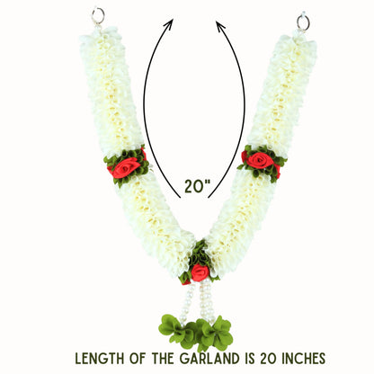Handcrafted Artificial Flower Garland, 20 Inches Garland for Photo Frame, God Idol, Home Decor, Ugadi, Sankranti, Varalakshmi, Diwali, Navaratri & Wedding (Pack of 3)