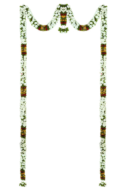 Toran for Main Door Entrance, Bandarwal for Festival, Pooja Mandir & Wedding, Handmade Traditional Flower Hanging for Home & Office Decor (White)