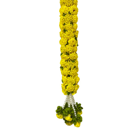 Yellow & Red Hanging Artificial Flower Toran for Main Door, Reusable Toran for Living Room, Pooja Mandir & Home Décor, Bandarwal for Festival Decoration (56x33 inch)