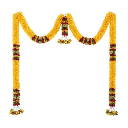 Toran for Main Door Entrance, Bandarwal for Festival, Pooja Mandir & Wedding, (42 inches x 24 inches) Handmade Traditional Flower Hanging for Home & Office Decor (Golden Yellow)
