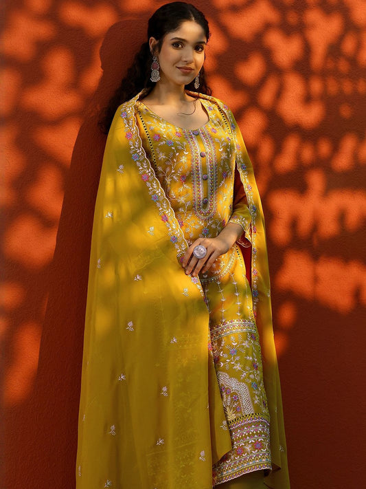 Women Ethnic Motifs Embroidered Thread Work Kurta with Trousers & With Dupatta