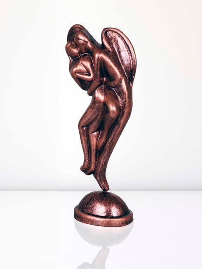 Niharika Collections Handmade Clay Terracotta Abstract Sculpture Love Angels Couple Idol for Gifts and Décor (Metallic Bronze)