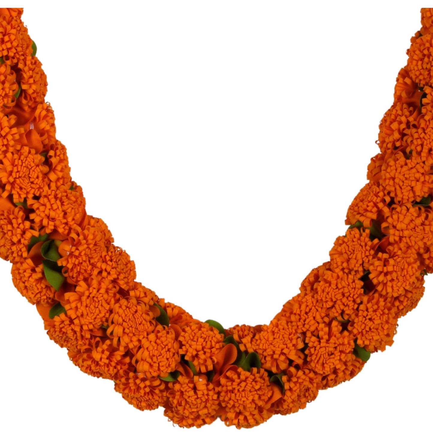 Shevanti Orange Flower Garland for Pooja Mandir Decoration, Hanging Mala for Photo Frame, Haar Mala for God Idols, Photo Frames of Loved Ones, Ancestors, Pitra (40 inch)