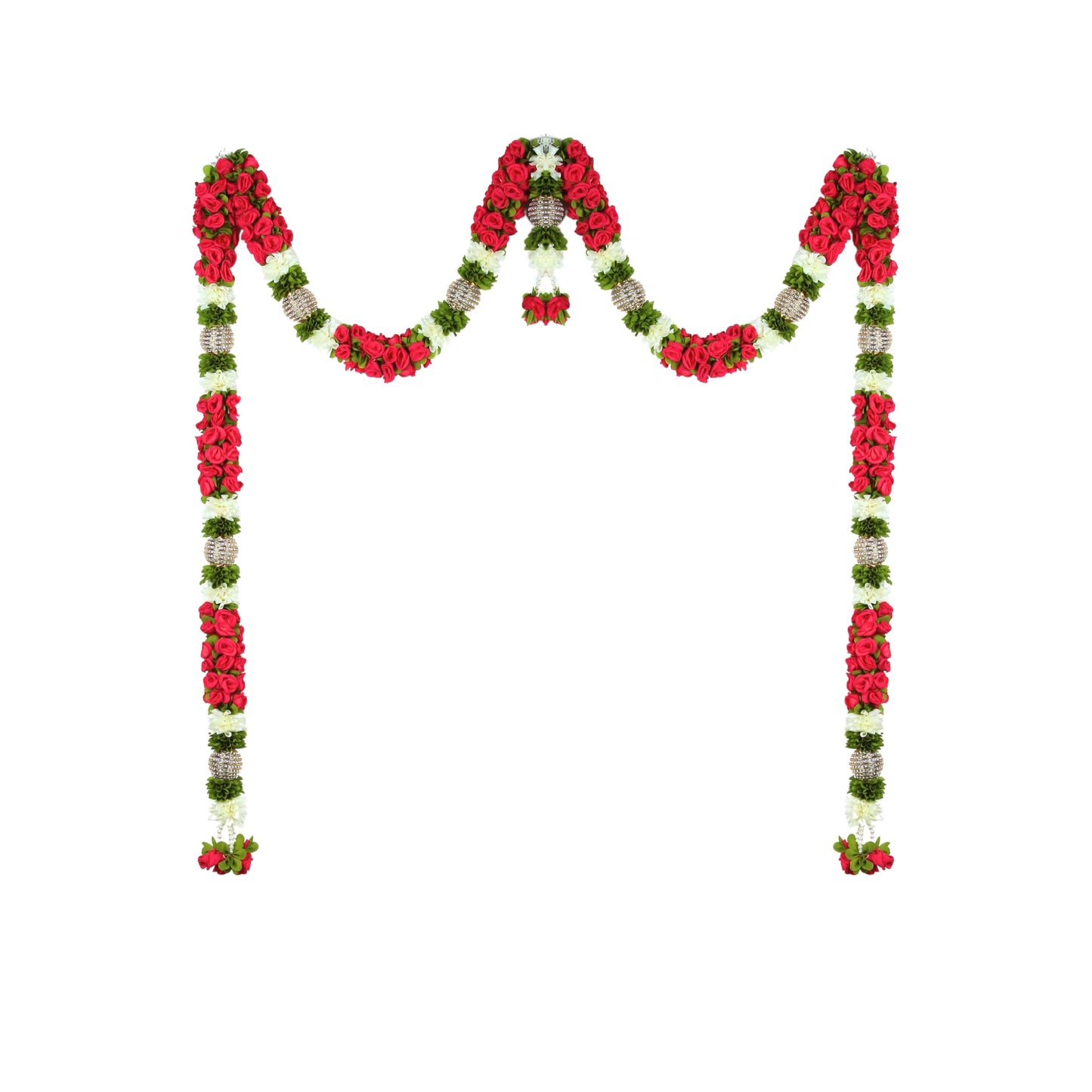 Toran for Main Door Entrance, Bandarwal for Festival, Pooja Mandir & Wedding, Handmade Traditional Flower Hanging for Home & Office Decor (Red)