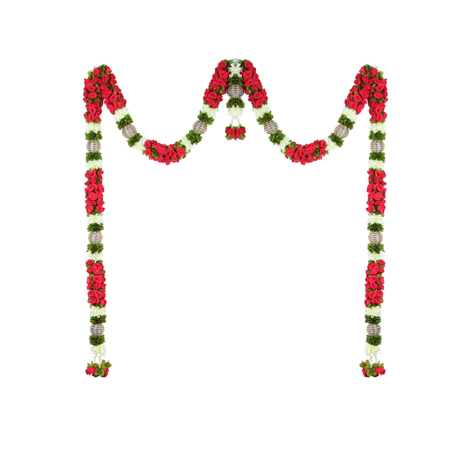 Toran for Main Door Entrance, Bandarwal for Festival, Pooja Mandir & Wedding, Handmade Traditional Flower Hanging for Home & Office Decor (Red)