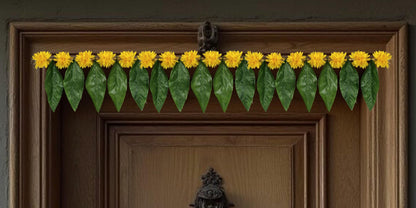 Toran for Main Door Entrance, Handmade Green Mango Leaf Toran, Traditional Bandarwal for Festival, Pooja, Wedding & Home Decor, Artificial Leaf Door Hanging (42 x 7 Inches)