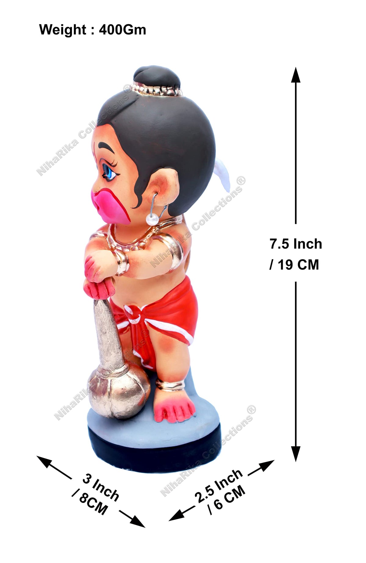 Niharika Collections Handmade Terracotta Clay Bal Hanuman Statue | Traditional Indian Art Figurine for Home Decor, Puja & Gift