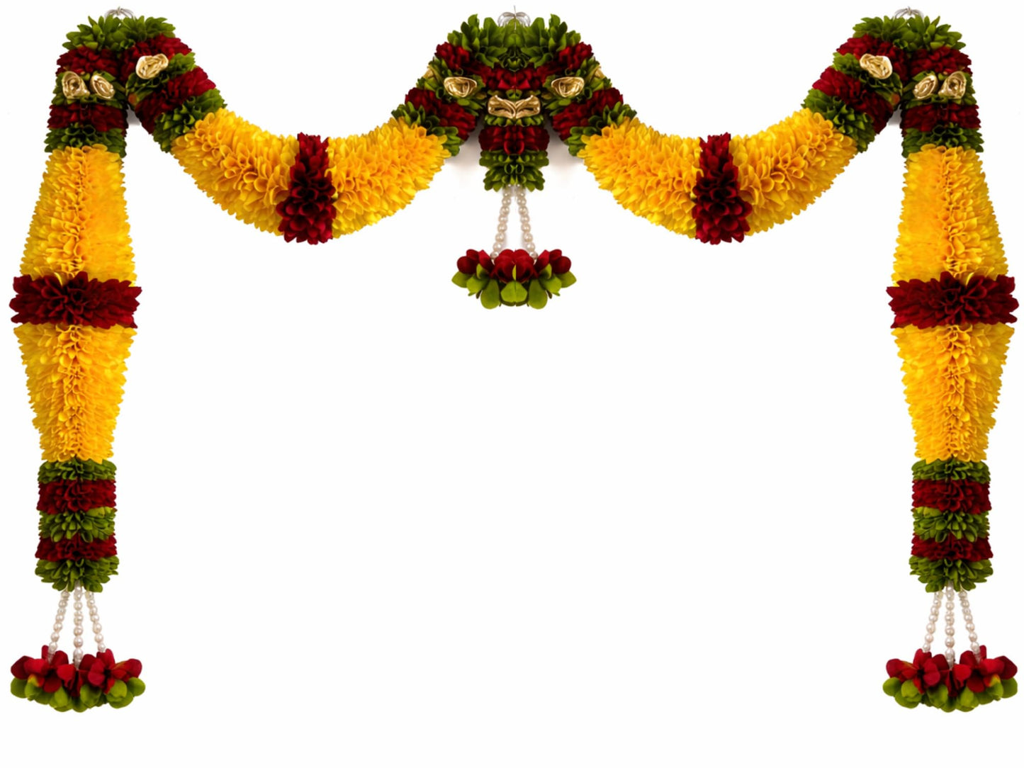 Orange Hanging Artificial Flower Toran for Main Door Entrance, Reusable Thoran for Pooja Mandir, Living Room & Home Décor, Bandarwal for Festival Decoration (42x25 inch)
